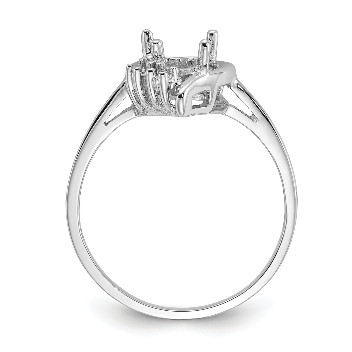 14k White Gold Polished .03ct. Diamond & 6mm Heart Gemstone Ring Mounting-Y2234