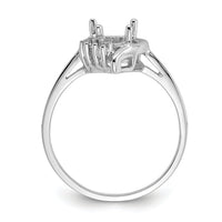 14k White Gold Polished .03ct. Diamond & 6mm Heart Gemstone Ring Mounting-Y2234