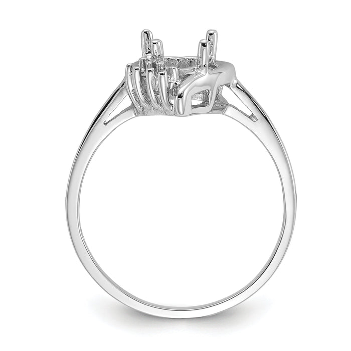 14k White Gold Polished .03ct. Diamond & 6mm Heart Gemstone Ring Mounting-Y2234