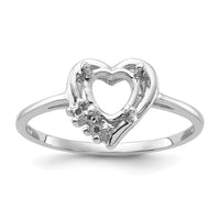 14k White Gold Polished .03ct. Diamond & 6mm Heart Gemstone Ring Mounting-Y2234