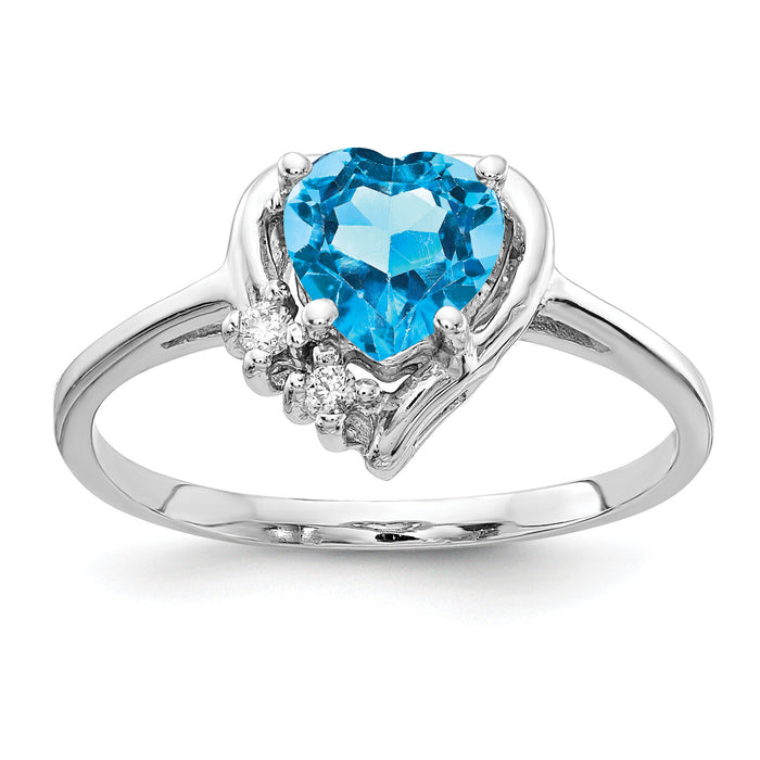 14k White Gold Blue Topaz Diamond ring-Y2234BT/AA