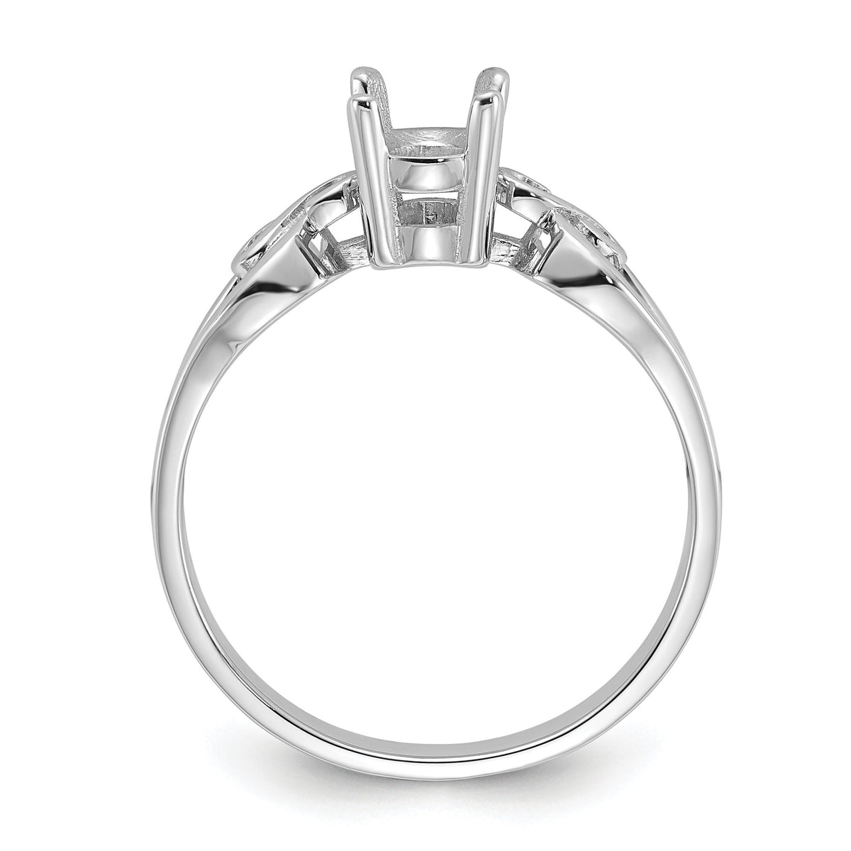 14k White Gold Polished7x5Oval Gemstone Ring Mounting-Y2236