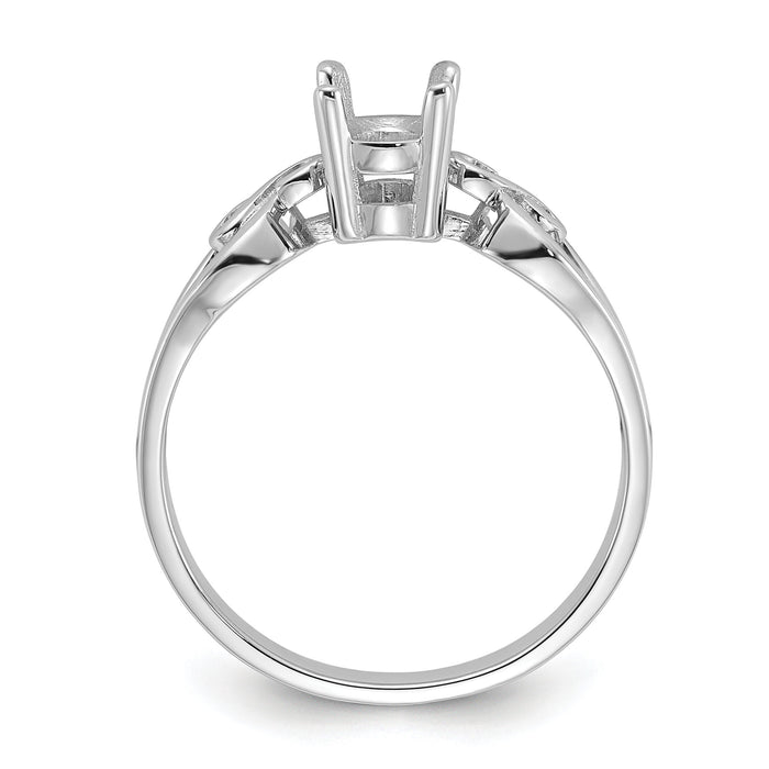 14k White Gold Polished7x5Oval Gemstone Ring Mounting-Y2236