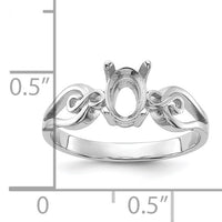 14k White Gold Polished7x5Oval Gemstone Ring Mounting-Y2236