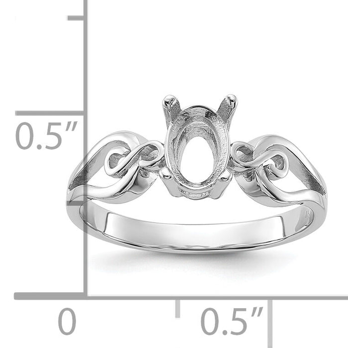 14k White Gold Polished7x5Oval Gemstone Ring Mounting-Y2236