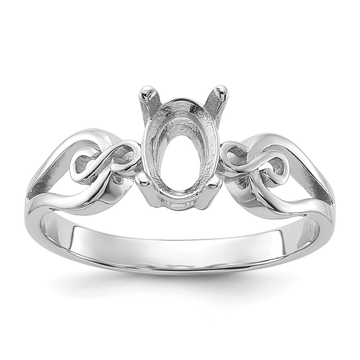 14k White Gold Polished7x5Oval Gemstone Ring Mounting-Y2236