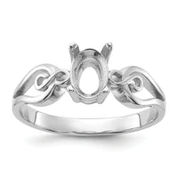 14k White Gold Polished7x5Oval Gemstone Ring Mounting-Y2236