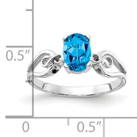 14k White Gold 8x6mm Oval Blue Topaz ring-Y2236BT