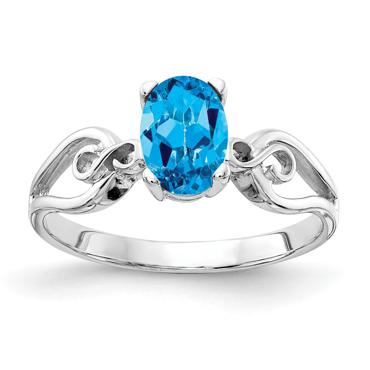 14k White Gold 8x6mm Oval Blue Topaz ring-Y2236BT
