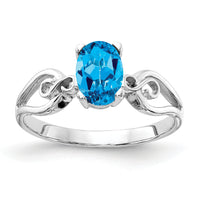 14k White Gold 8x6mm Oval Blue Topaz ring-Y2236BT