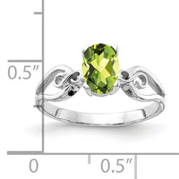 14k White Gold 8x6mm Oval Peridot ring-Y2236PE