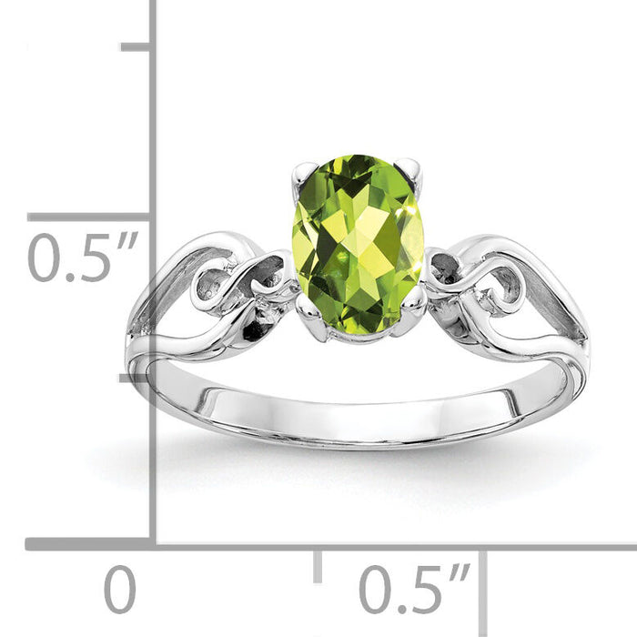 14k White Gold 8x6mm Oval Peridot ring-Y2236PE