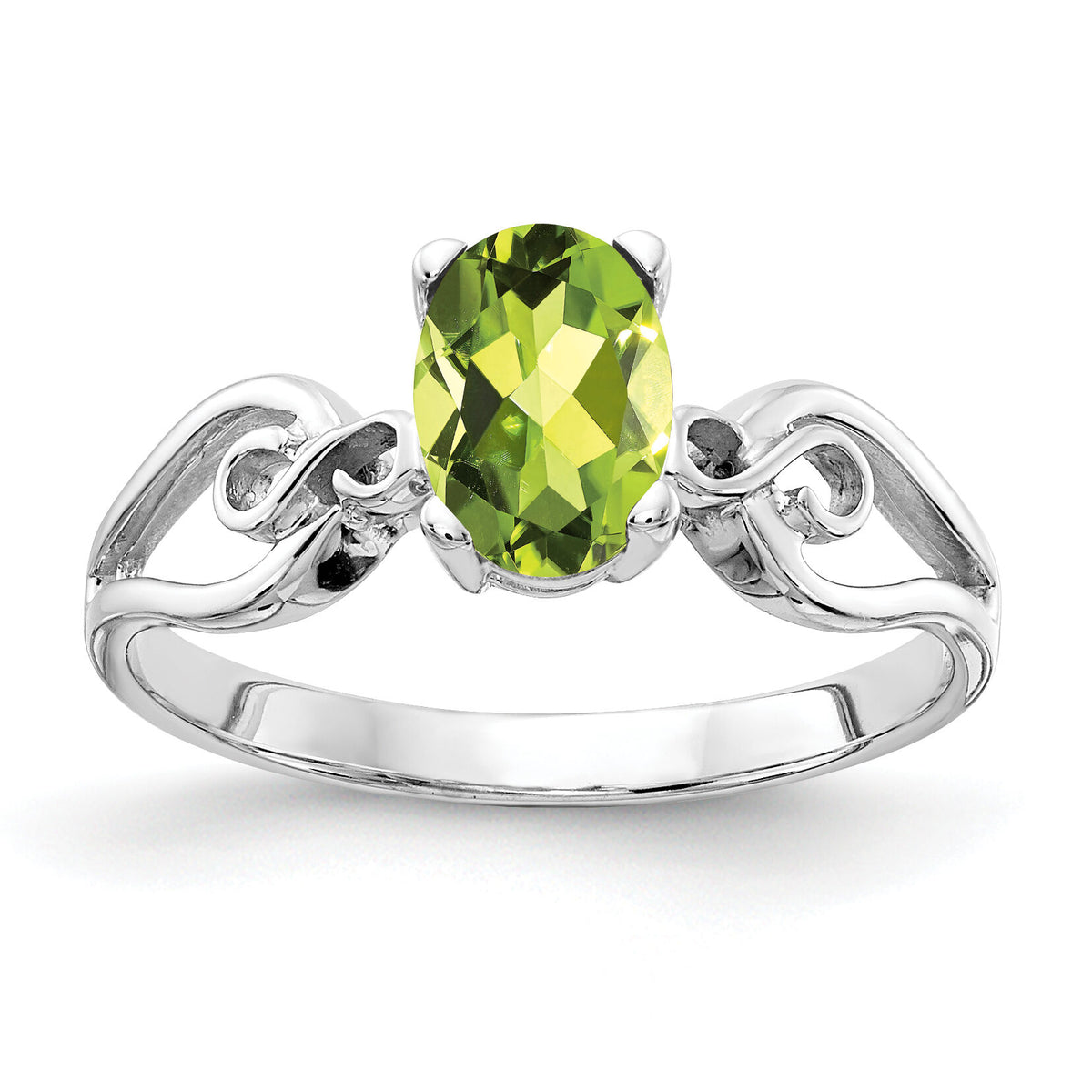 14k White Gold 8x6mm Oval Peridot ring-Y2236PE