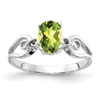 14k White Gold 8x6mm Oval Peridot ring-Y2236PE
