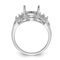 14k White Gold Polished .11ct. Diamond & 10x8 Oval Gemstone Ring Mounting-Y2240
