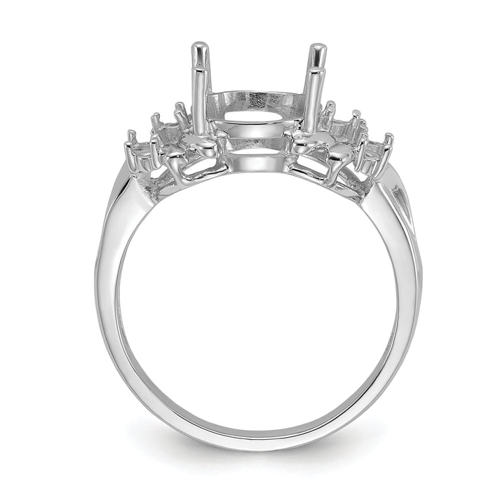 14k White Gold Polished .11ct. Diamond & 10x8 Oval Gemstone Ring Mounting-Y2240