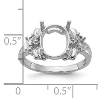 14k White Gold Polished .11ct. Diamond & 10x8 Oval Gemstone Ring Mounting-Y2240