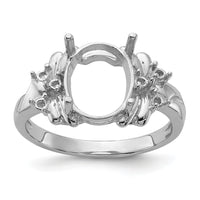 14k White Gold Polished .11ct. Diamond & 10x8 Oval Gemstone Ring Mounting-Y2240