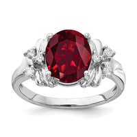14k White Gold 10x8mm Oval Created Ruby AA Diamond ring-Y2240CR/AA