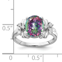 14k White Gold 10x8mm Oval Fire Topaz AA Diamond ring-Y2240FT/AA