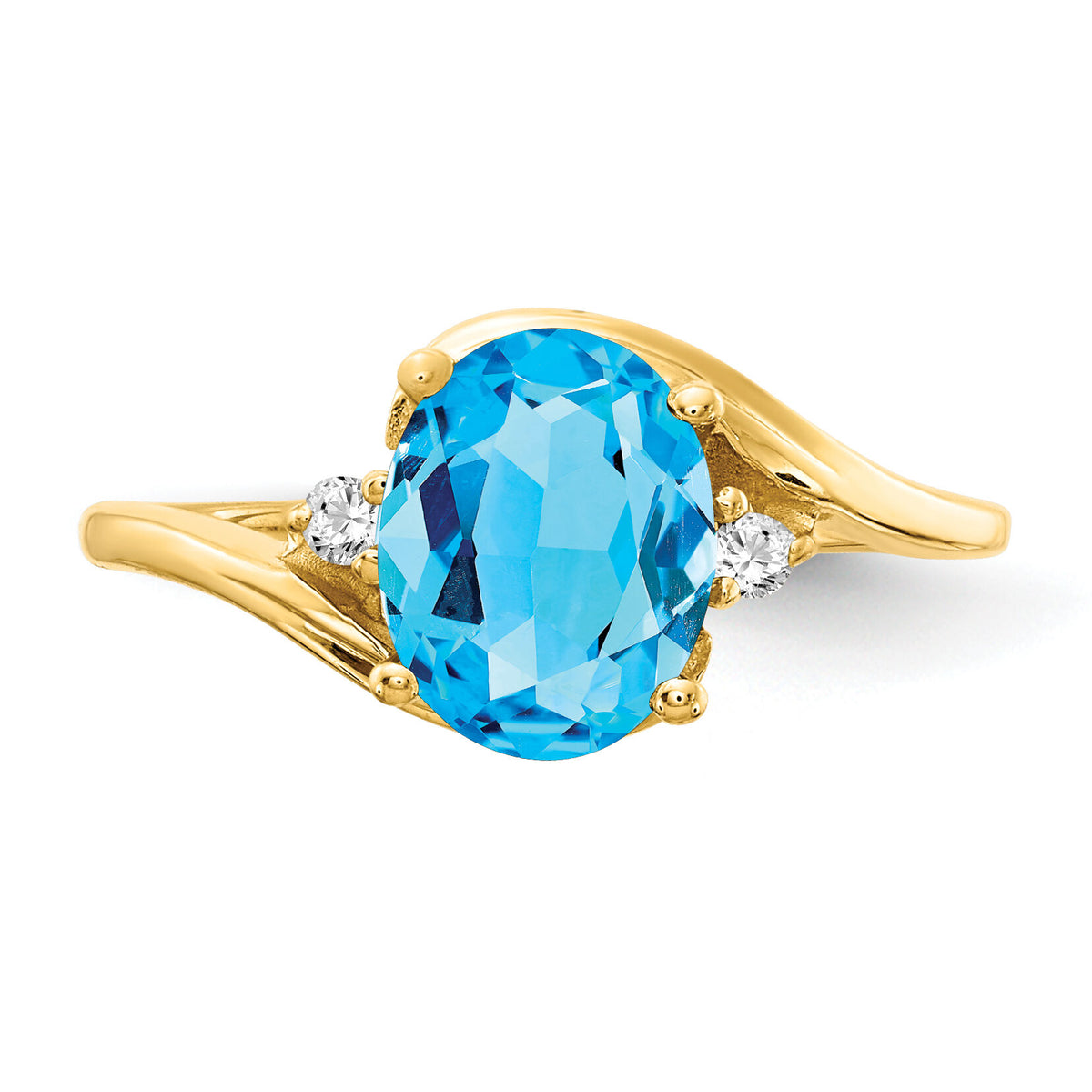 14k Blue Topaz Diamond ring-Y2245BT/AA
