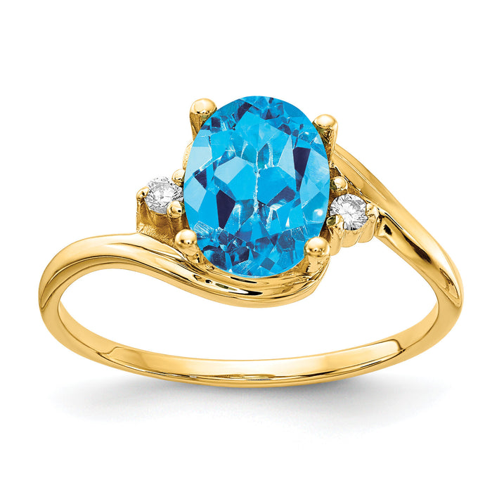 14k Blue Topaz Diamond ring-Y2245BT/AA