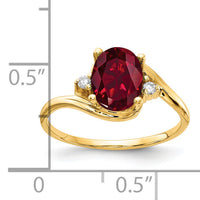 14k 8x6mm Oval Created Ruby AA Diamond ring-Y2245CR/AA