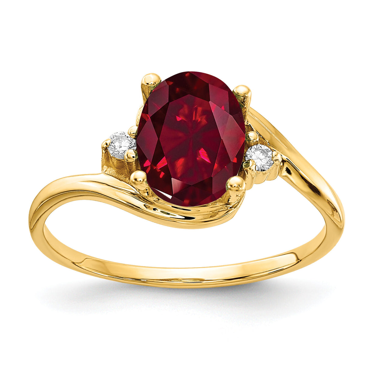 14k 8x6mm Oval Created Ruby AA Diamond ring-Y2245CR/AA