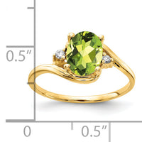 14k 8x6mm Oval Peridot AA Diamond ring-Y2245PE/AA