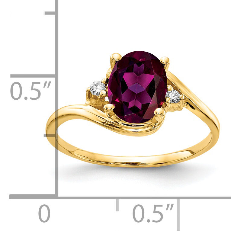 14k 8x6mm Oval Rhodolite Garnet AA Diamond ring-Y2245RG/AA