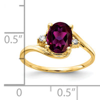14k 8x6mm Oval Rhodolite Garnet AA Diamond ring-Y2245RG/AA