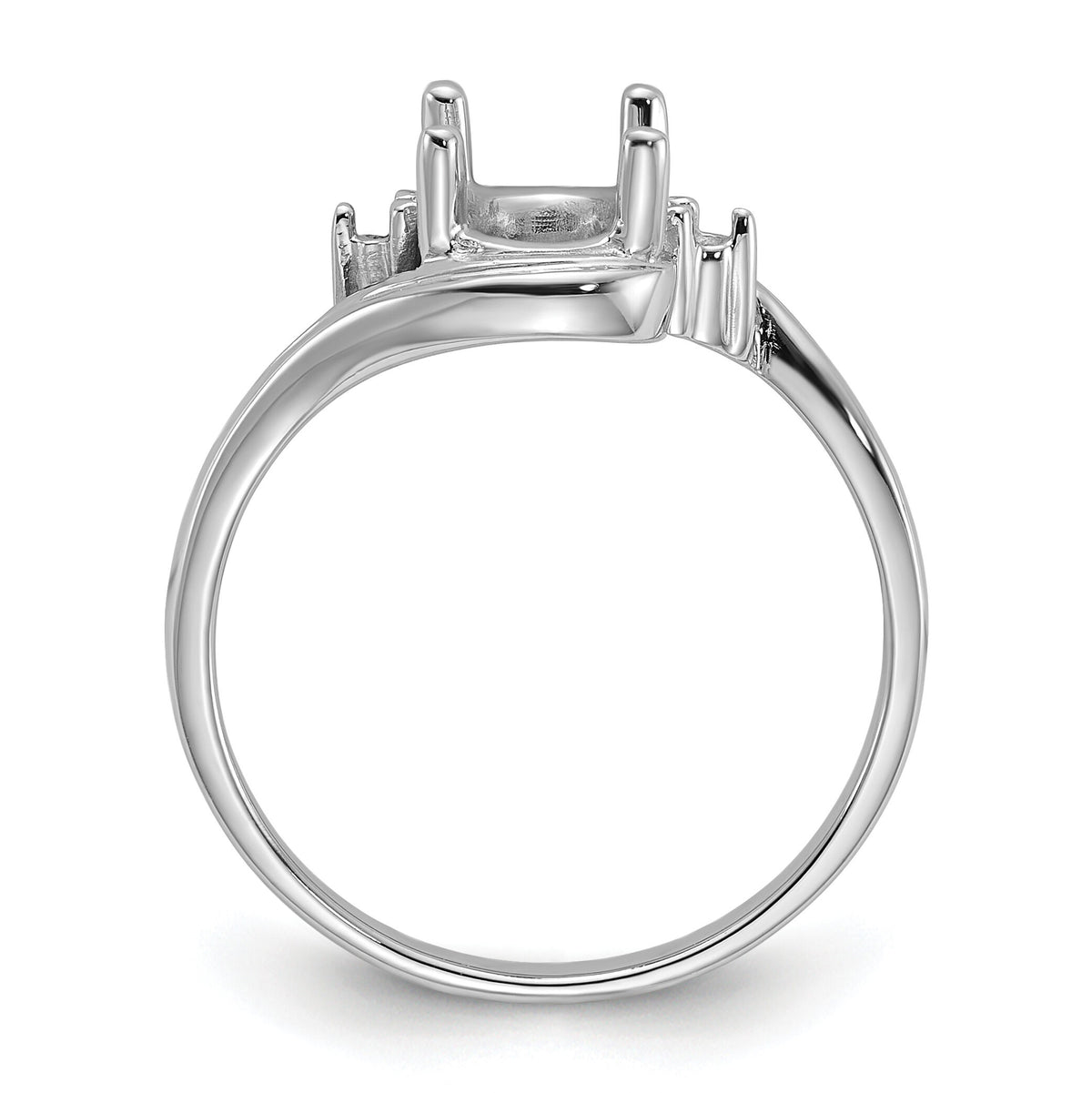 14k White Gold .03ct. Diamond / 8x6 Oval Gemstone Ring Mounting-Y2246