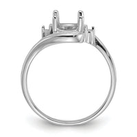 14k White Gold .03ct. Diamond / 8x6 Oval Gemstone Ring Mounting-Y2246