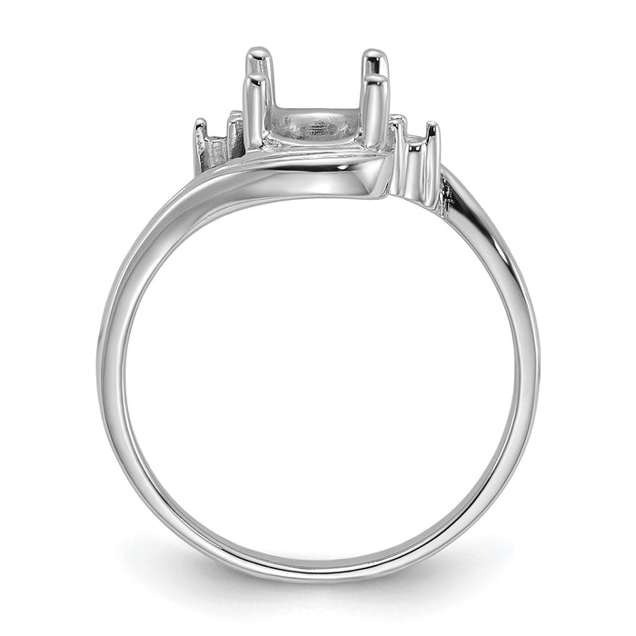 14k White Gold .03ct. Diamond / 8x6 Oval Gemstone Ring Mounting-Y2246