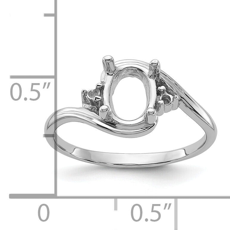 14k White Gold .03ct. Diamond / 8x6 Oval Gemstone Ring Mounting-Y2246