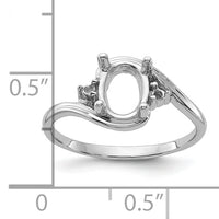 14k White Gold .03ct. Diamond / 8x6 Oval Gemstone Ring Mounting-Y2246