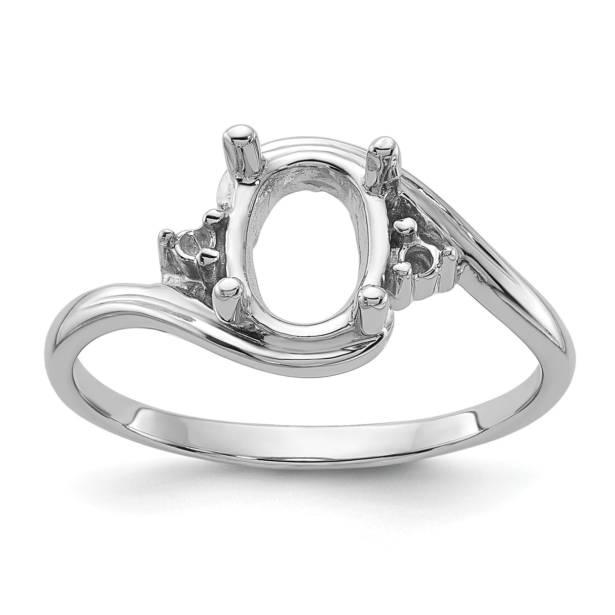 14k White Gold .03ct. Diamond / 8x6 Oval Gemstone Ring Mounting-Y2246