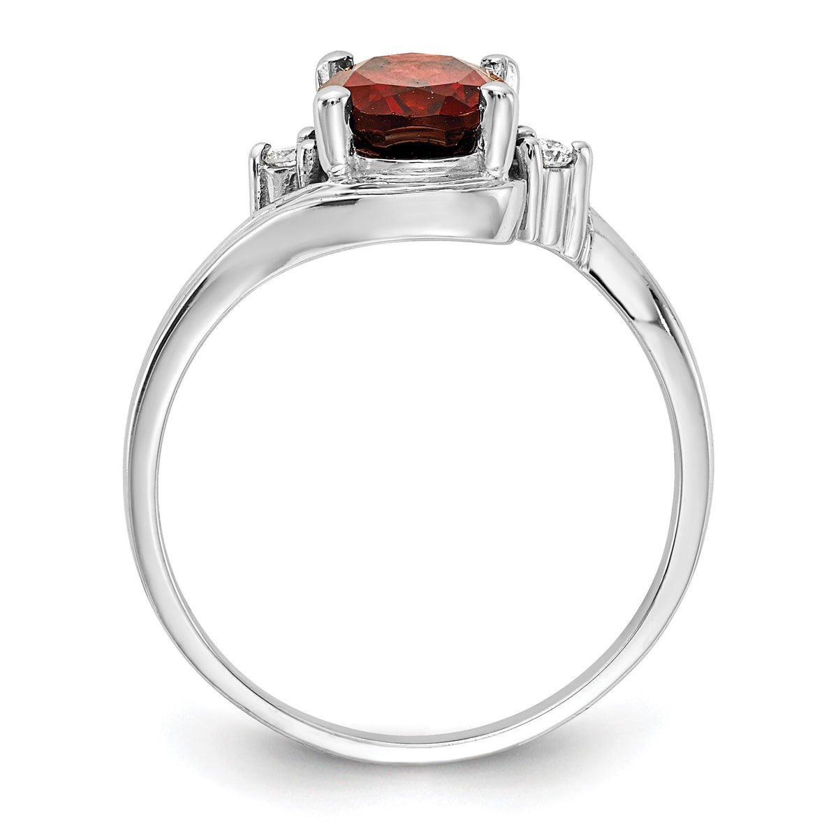 14k White Gold 8x6mm Oval Garnet AA Diamond ring-Y2246GA/AA