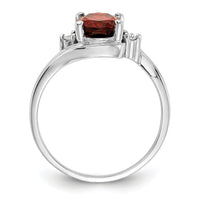 14k White Gold 8x6mm Oval Garnet AA Diamond ring-Y2246GA/AA