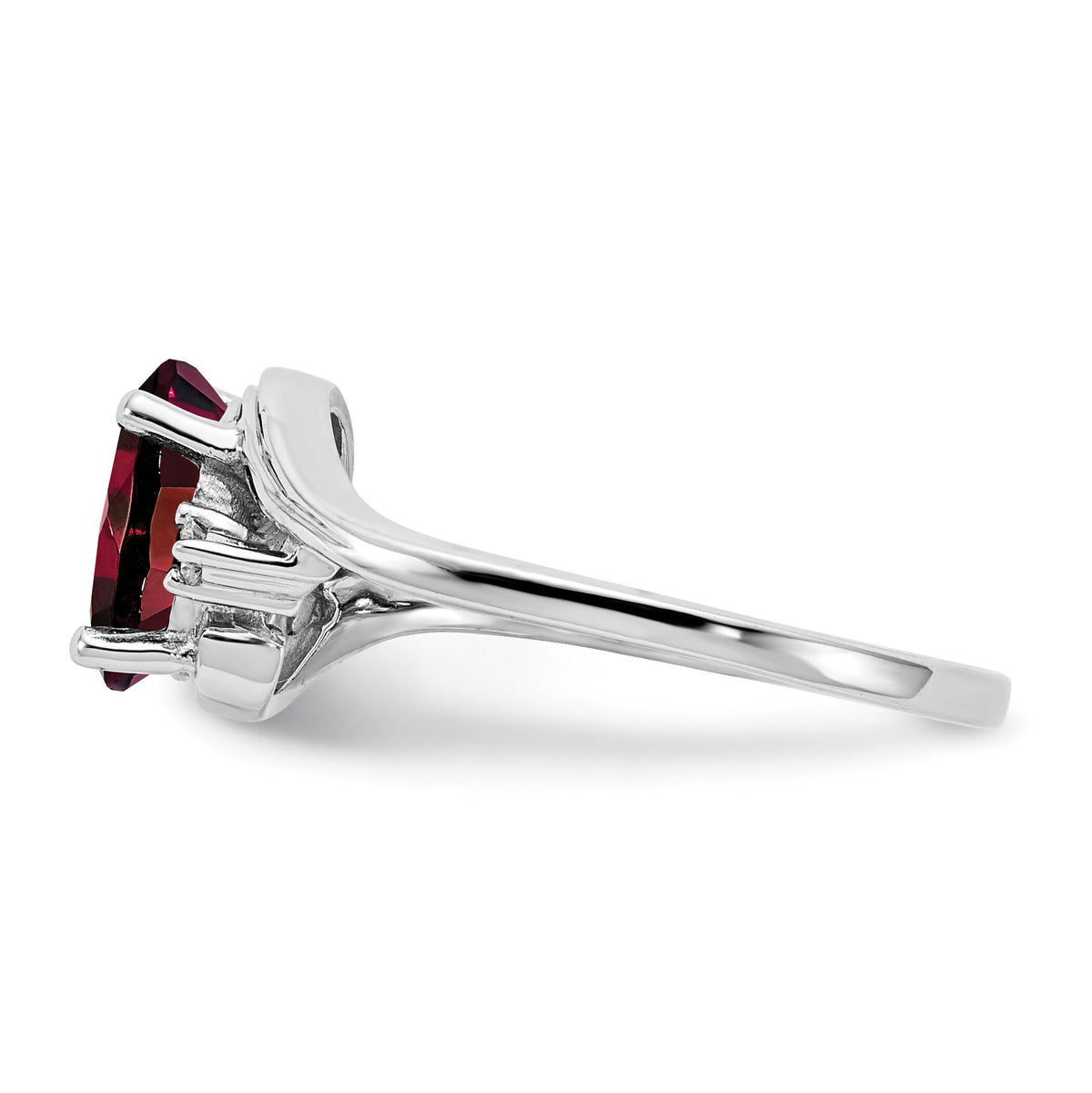 14k White Gold 8x6mm Oval Garnet AA Diamond ring-Y2246GA/AA