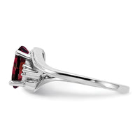14k White Gold 8x6mm Oval Garnet AA Diamond ring-Y2246GA/AA