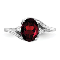 14k White Gold 8x6mm Oval Garnet AA Diamond ring-Y2246GA/AA