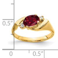 14k 7x5mm Oval Created Ruby AA Diamond ring-Y2260CR/AA
