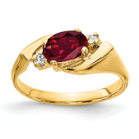 14k 7x5mm Oval Created Ruby AA Diamond ring-Y2260CR/AA