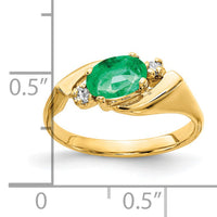14k 7x5mm Oval Emerald AA Diamond ring-Y2260E/AA