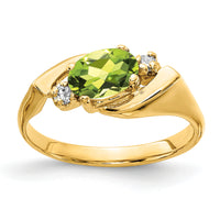 14k 7x5mm Oval Peridot Checker AA Diamond ring-Y2260PC/AA