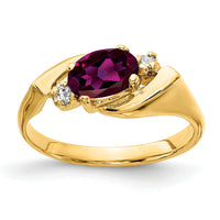 14k 7x5mm Oval Rhodolite Garnet AA Diamond ring-Y2260RG/AA