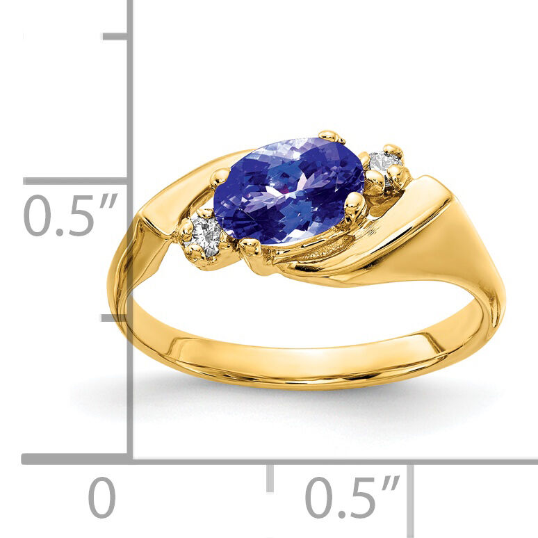 14k 7x5mm Oval Tanzanite AA Diamond ring-Y2260T/AA