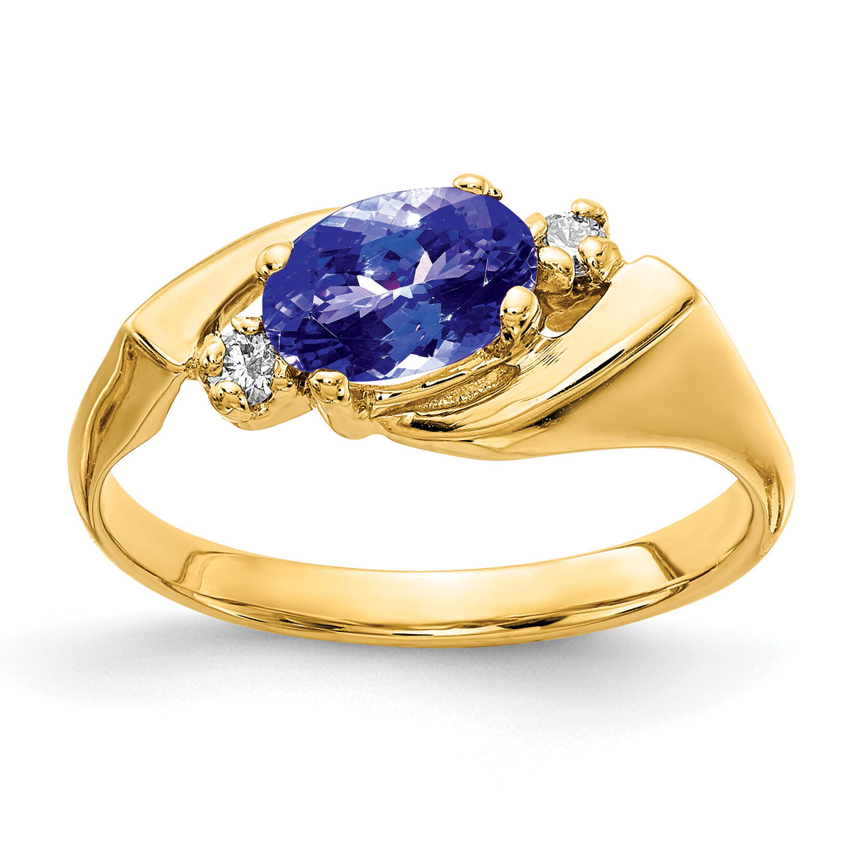 14k 7x5mm Oval Tanzanite AA Diamond ring-Y2260T/AA