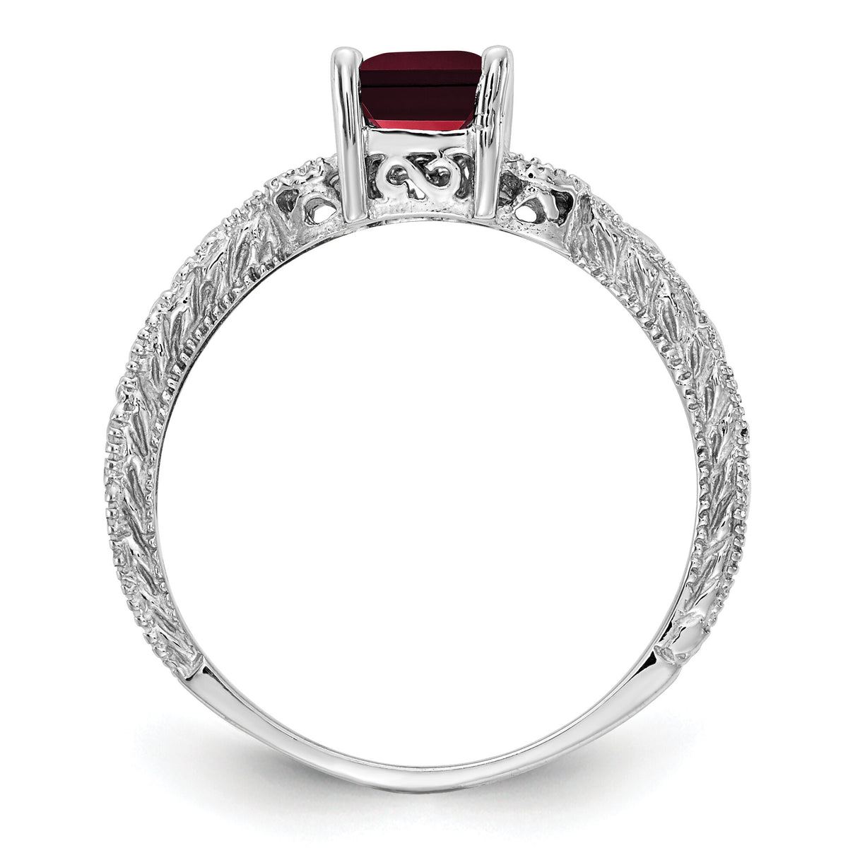 14k White Gold 7x5mm Garnet & AA Diamond Ring-Y2266GA/AA